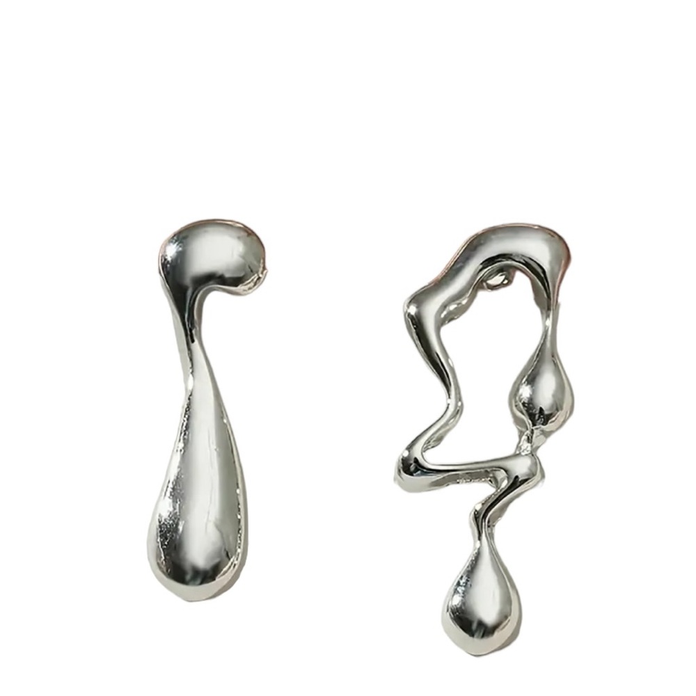 Silver Irregular Abstract Drop Style Earrings - image 1
